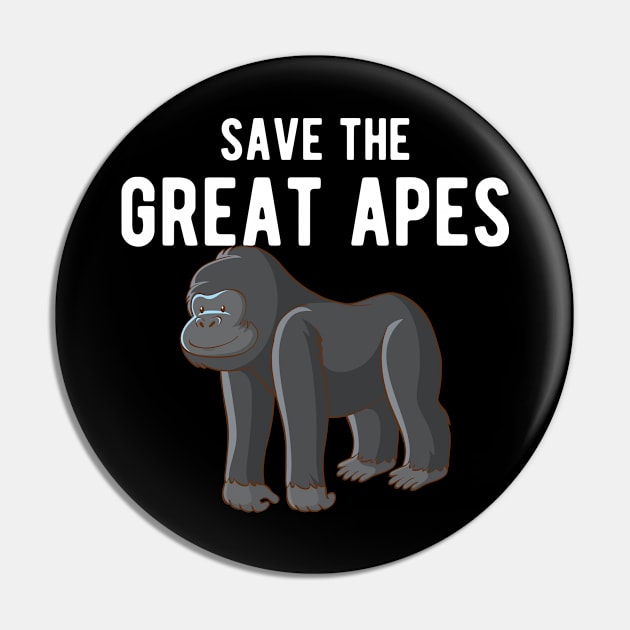 Great Ape - Save great apes Pin by KC Happy Shop