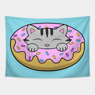 Cute Pink Donut Cat Tapestry