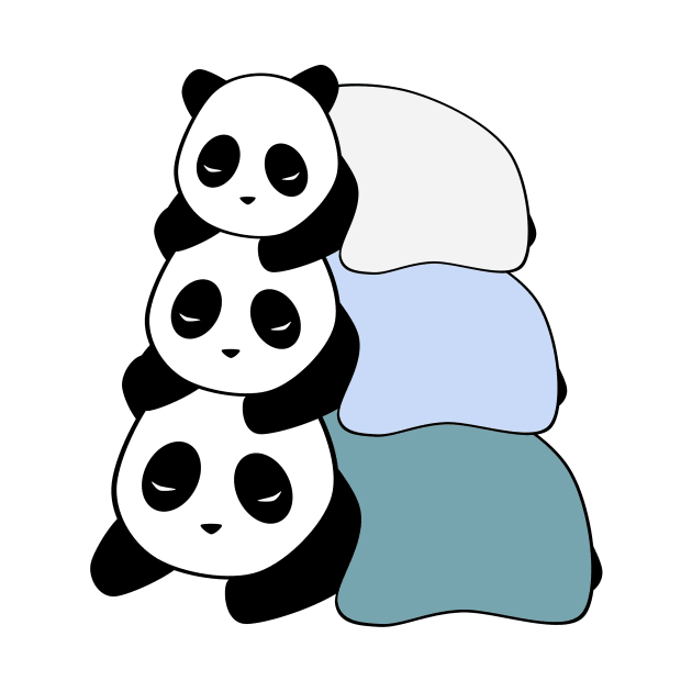 Sleepy Panda Stack (Blue, White Background) by elrathia