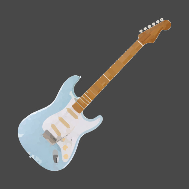 Watercolor blue stratocaster painting by Flyingpanda