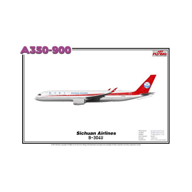 Airbus A350-900 - Sichuan Airlines (Art Print) by TheArtofFlying