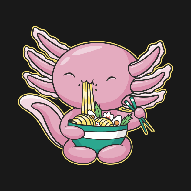 Cute Axolotl Eating Ramen by LAPublicTees