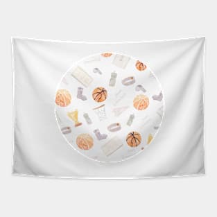 Basketball Watercolor | white Tapestry