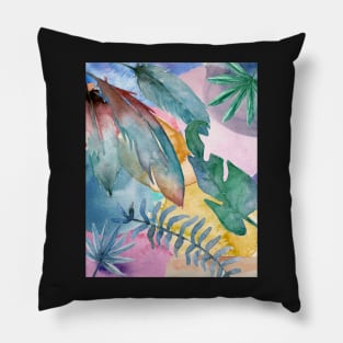 Colorful Watercolor Plants Pattern Pillow