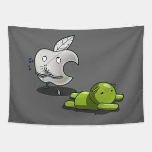 Funny Big Tech Rivalry Techie Cute Cartoon Tapestry