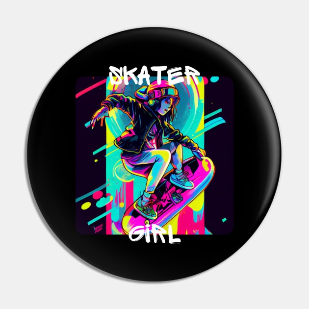 Lets Skate - Cool skater on the street - Graffiti Style 2 Pin by PD-Store