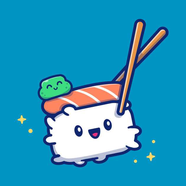 Cute Sushi With Chopstick Cartoon Vector Icon Illustration by Catalyst Labs