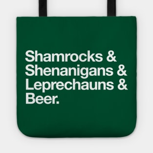 Shamrocks Shenanigans Leprechaun Beer Shirt St Patricks Day Tote