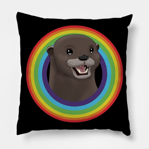 Rainbow Otter Pillow by claudiecb