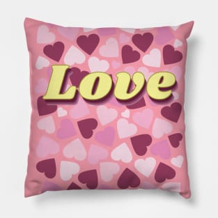 Love on top of pink heart pattern Pillow