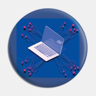 Notebook Isometric Vector Desktop with Open Laptop Pin