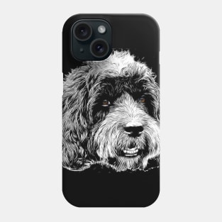 Black and white image of a Cockapoo Phone Case