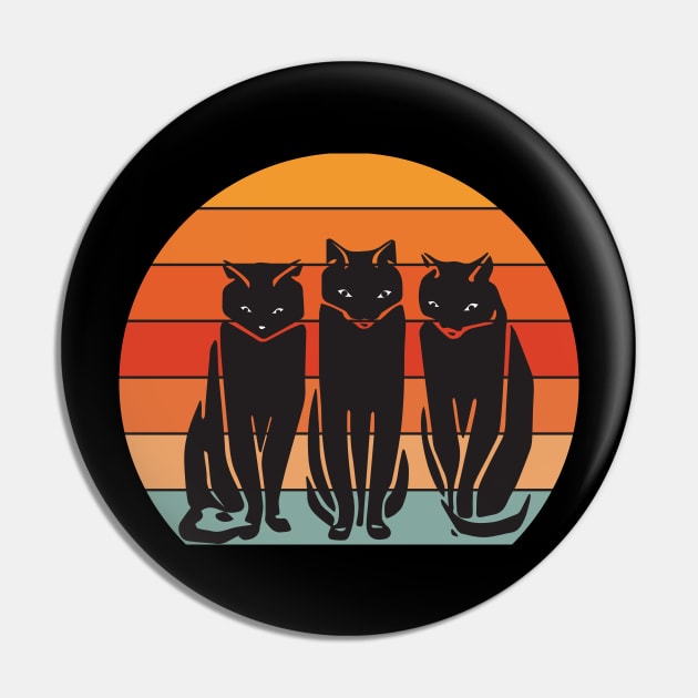 Three retro black cats Pin by grafart