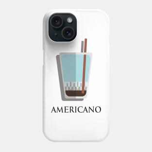 Iced Cold Americano coffee front view in flat design style Phone Case