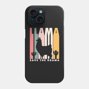 Save the Drama Funny Llama Retro Silhouette Funny Alpaca Phone Case