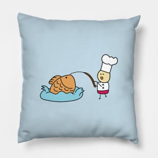 funny baker caught a giant fish bread Pillow