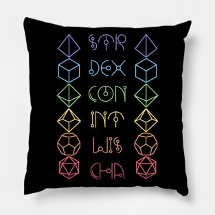 Character Abilities Dice Rainbow Pillow