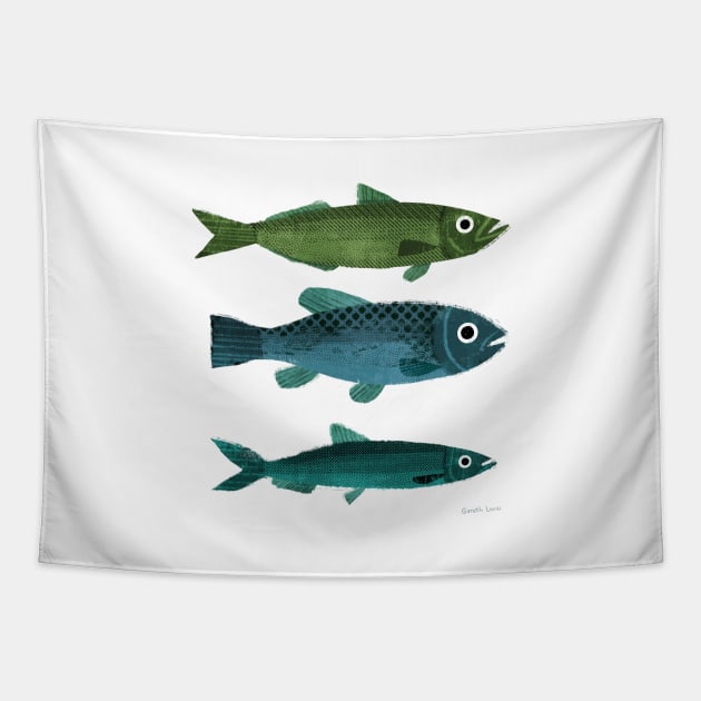 Three Fish Fish Tapestry TeePublic