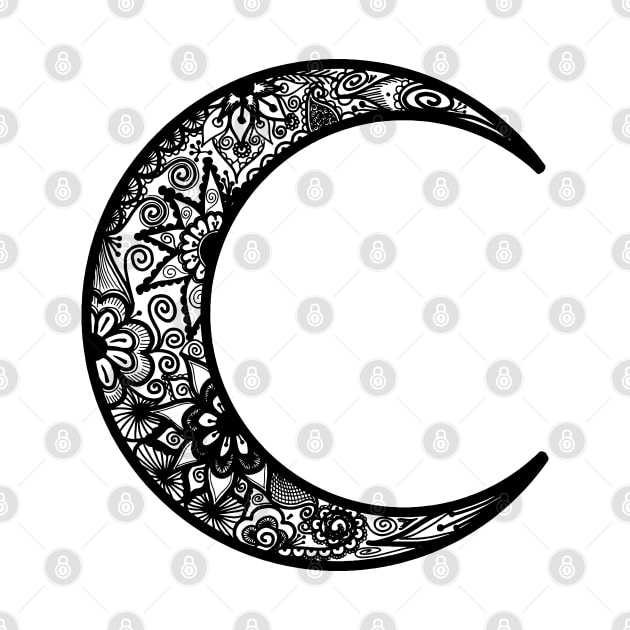 Black Henna Crescent Moon by Tilila