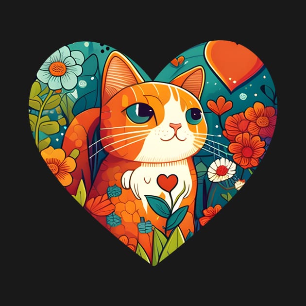 You're The Cat Orange Of My Heart - Cat Flower by Rochelle Lee Elliott