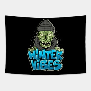 Skull Winter Vibes Tapestry