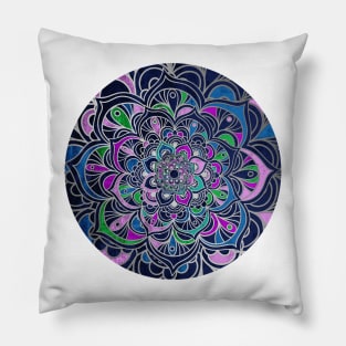 Mandala colorful blue Pillow