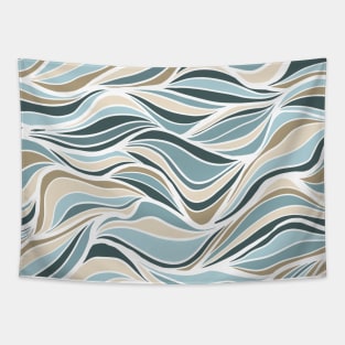 green waves abstract geometric pattern Tapestry