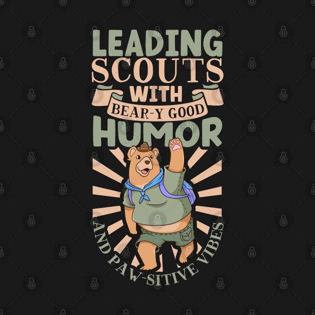 Leading scouts with bear - Cubmaster by Modern Medieval Design