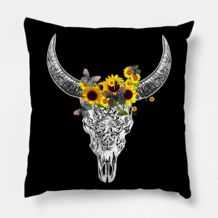 Cow skull floral 15 Pillow