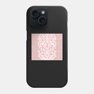 Pink linen whit white damask Phone Case