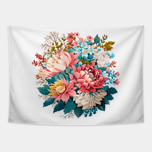 Vintage exotic flowers Chrysanthemum Morifolium Gardening Flowers Mix krizantem bouquet floral poster Holiday Tapestry