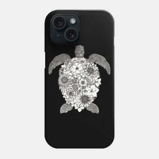 Floral Turtle Black Background Phone Case