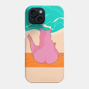 Cat Sunbathing at the beach Phone Case