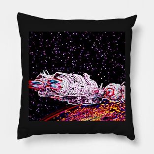 Spaceship Orbiting Unknown Planet Pillow