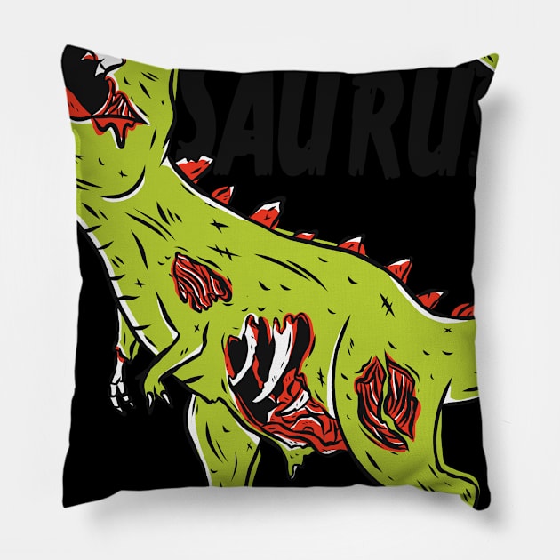 zombiesaurus Pillow by rueckemashirt