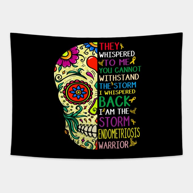 endometriosis skull i am the storm Tapestry by TeesCircle