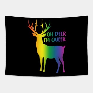 Oh Deer I'm Queer LGBT Rainbow Gay Pride Tapestry