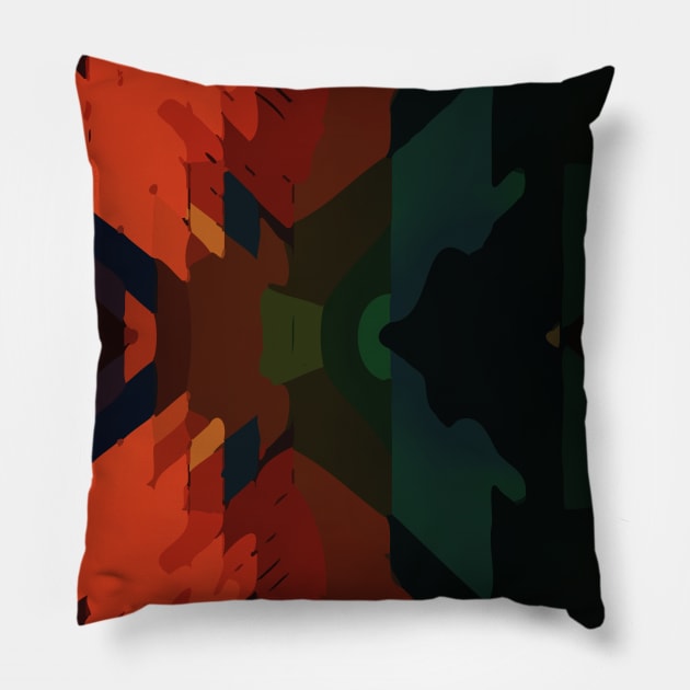 Bright Orange Black Geometric Abstract Pattern Pillow by AmezMemesDesignz