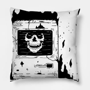 Old computer Skull Pillow