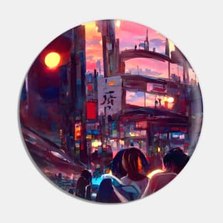 The City Eye with Sunset Busy Life Pin