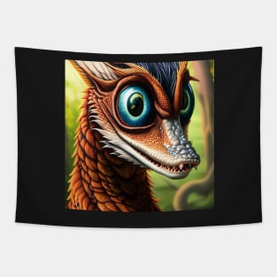 Copper Scaled Jungle Dragon with Goofy Grin and Big Eyes Tapestry