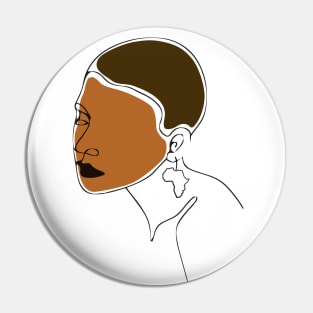 Black Woman Portrait Line Art Pin