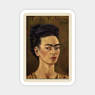 Self Portrait in Red and Gold Dress by Frida Kahlo Magnet