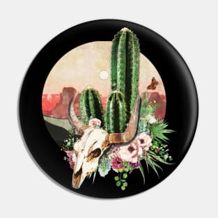 Desert cactus, cow Skull and succulents plant, rural,cowboy,wild,rustic Pin