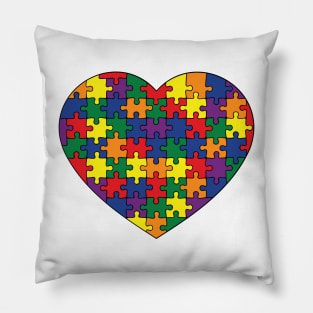 Puzzle Heart - Rainbow Pride Colors Pillow