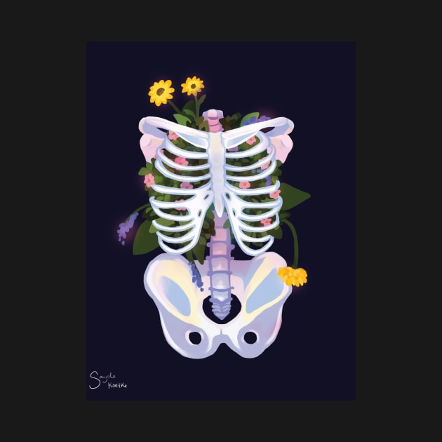 ribcage- flowers by drizzledrawings