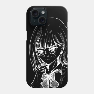 Portrait line art student girl Phone Case