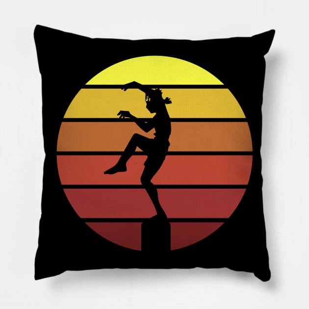 Vintage Crane Kick Karate Kid Silhoutte Pillow by gastaocared