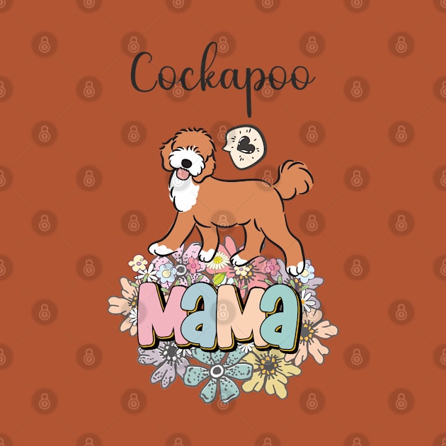 Red and White Cockapoo Mama  2 by LulululuPainting