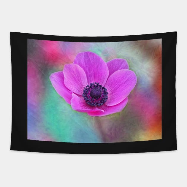 Pink anemone with texture Tapestry by RosNapier